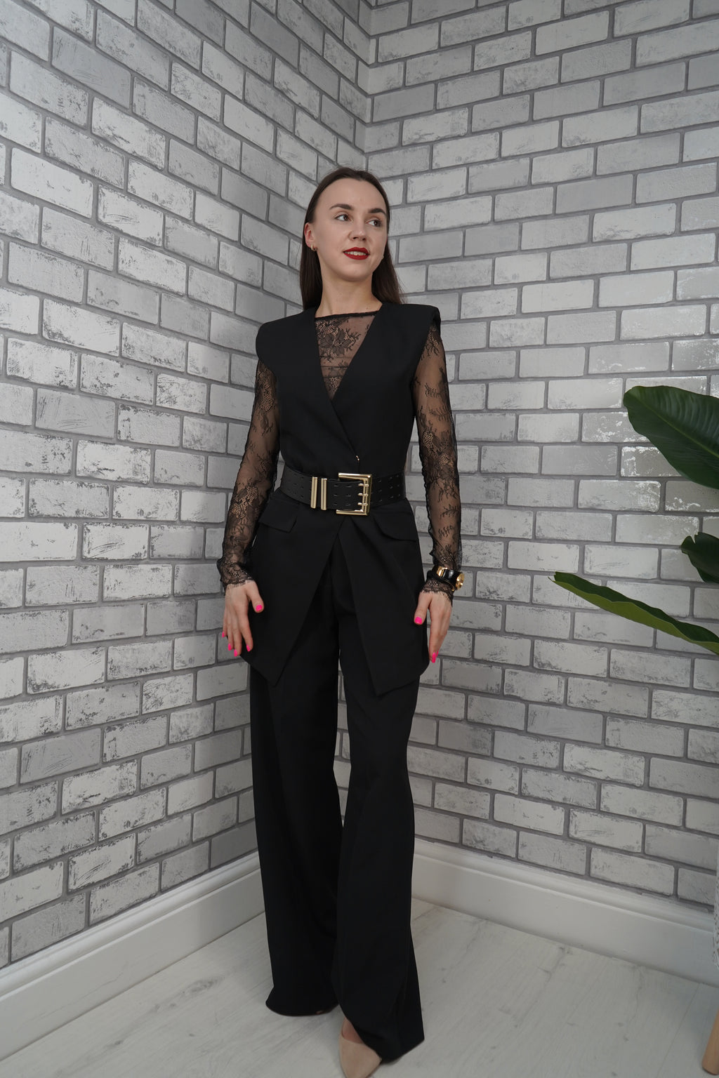 Black Lace Power Suit – 3 Piece Set
