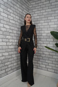 Black Lace Power Suit – 3 Piece Set