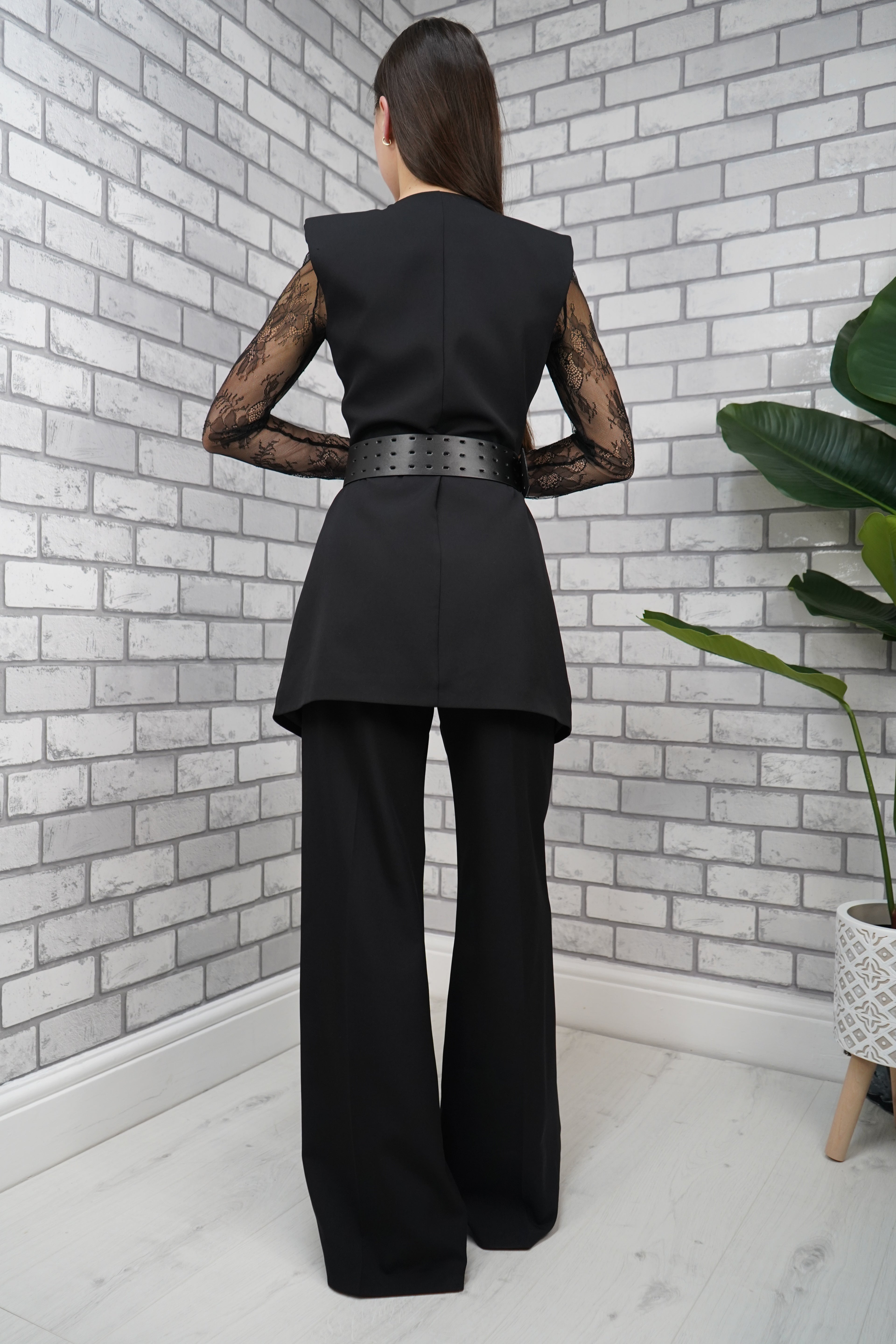 Black Lace Power Suit – 3 Piece Set