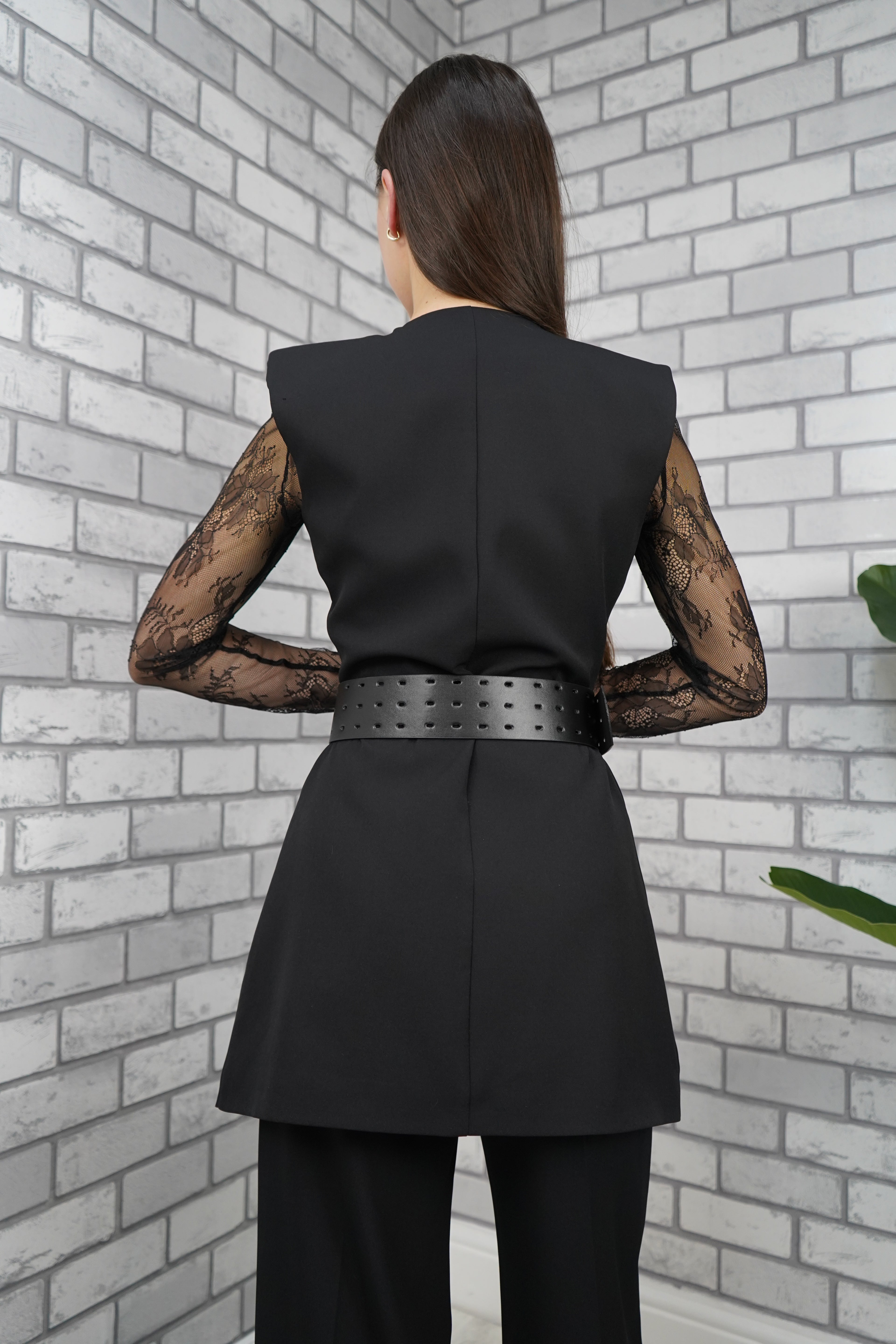 Black Lace Power Suit – 3 Piece Set