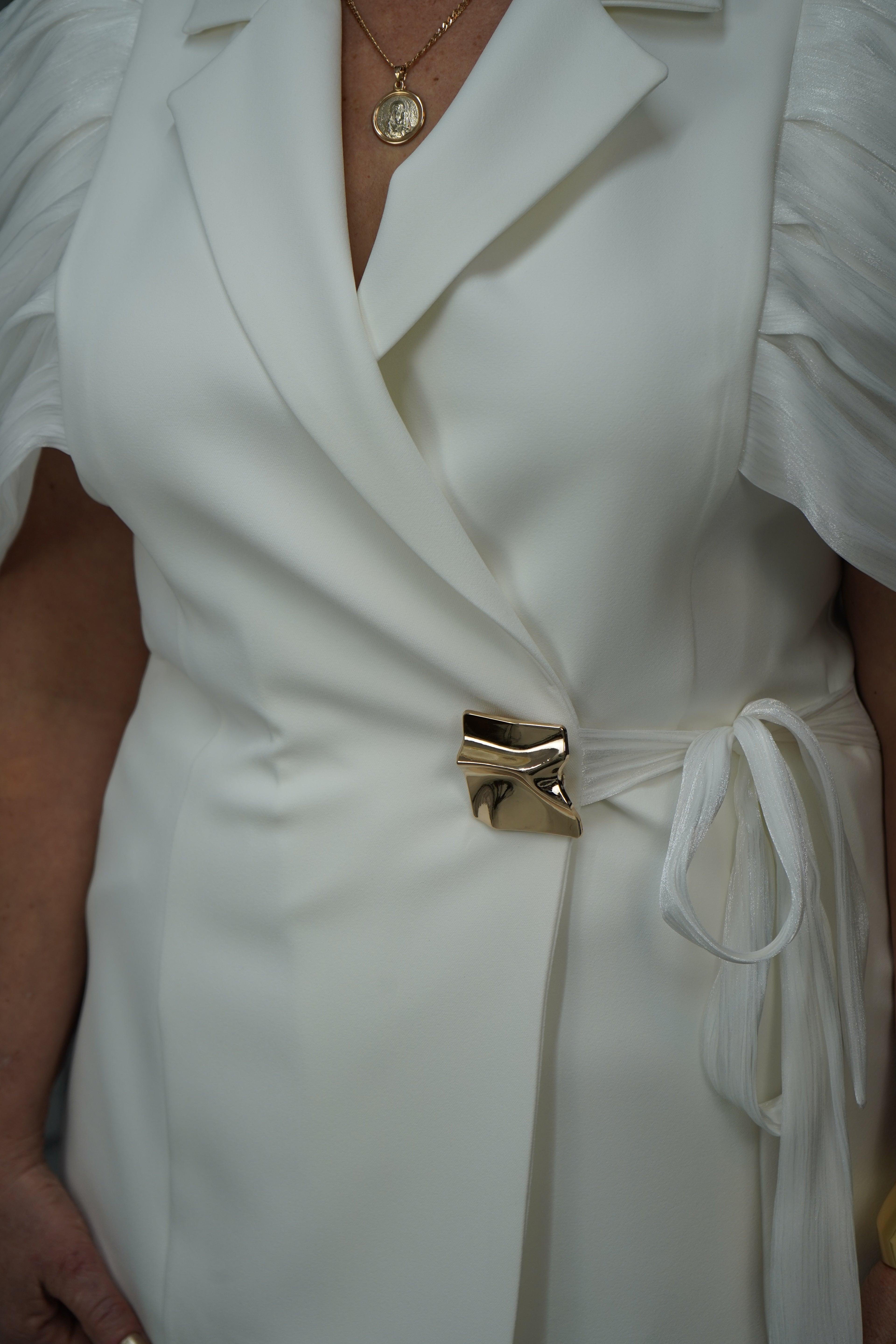 Elegant White Statement Blazer Set