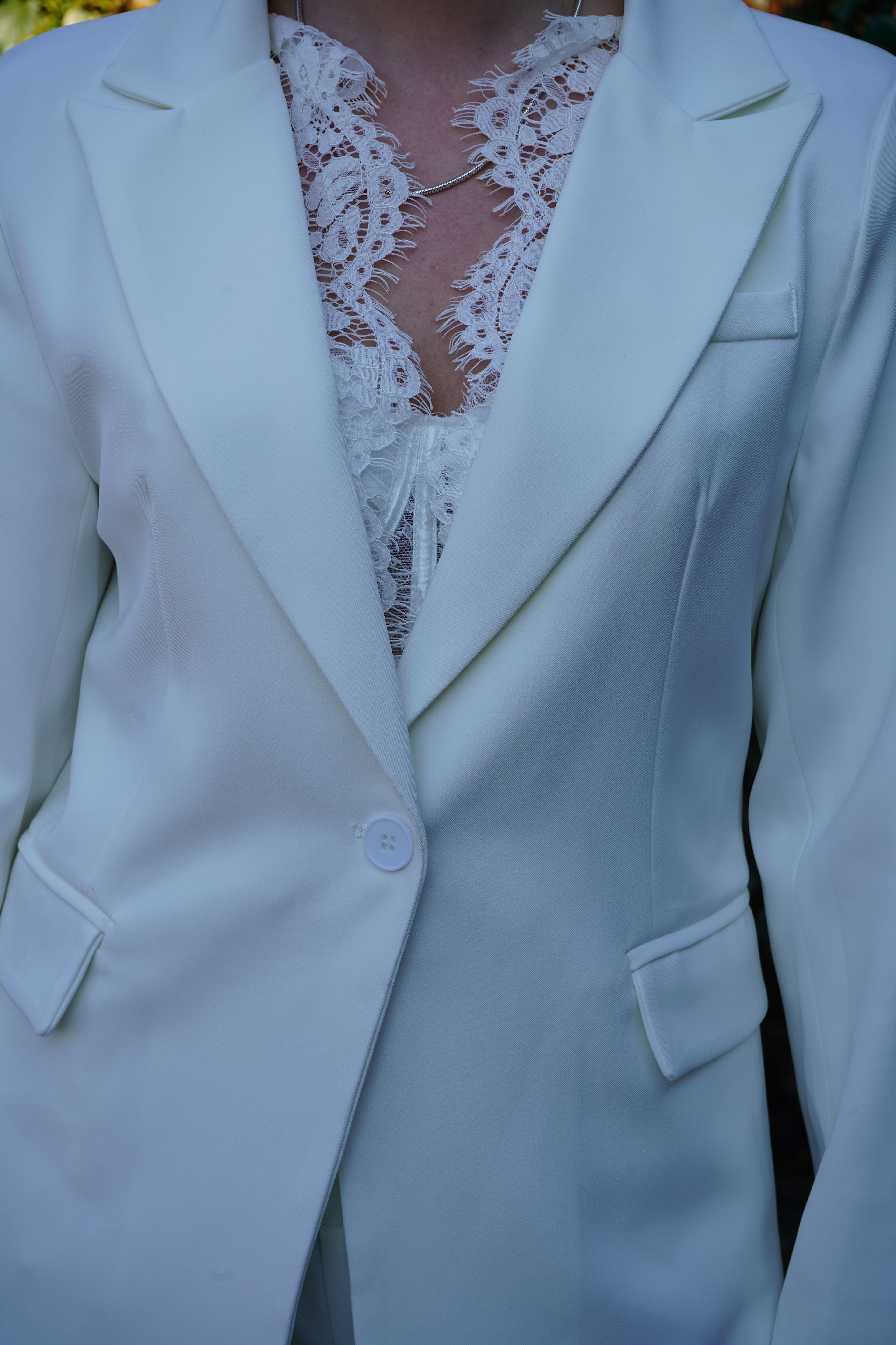 Luxury White Tailored Blazer & Trousers Set