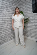 WHITE  Plus Size Two-Piece Suit Set