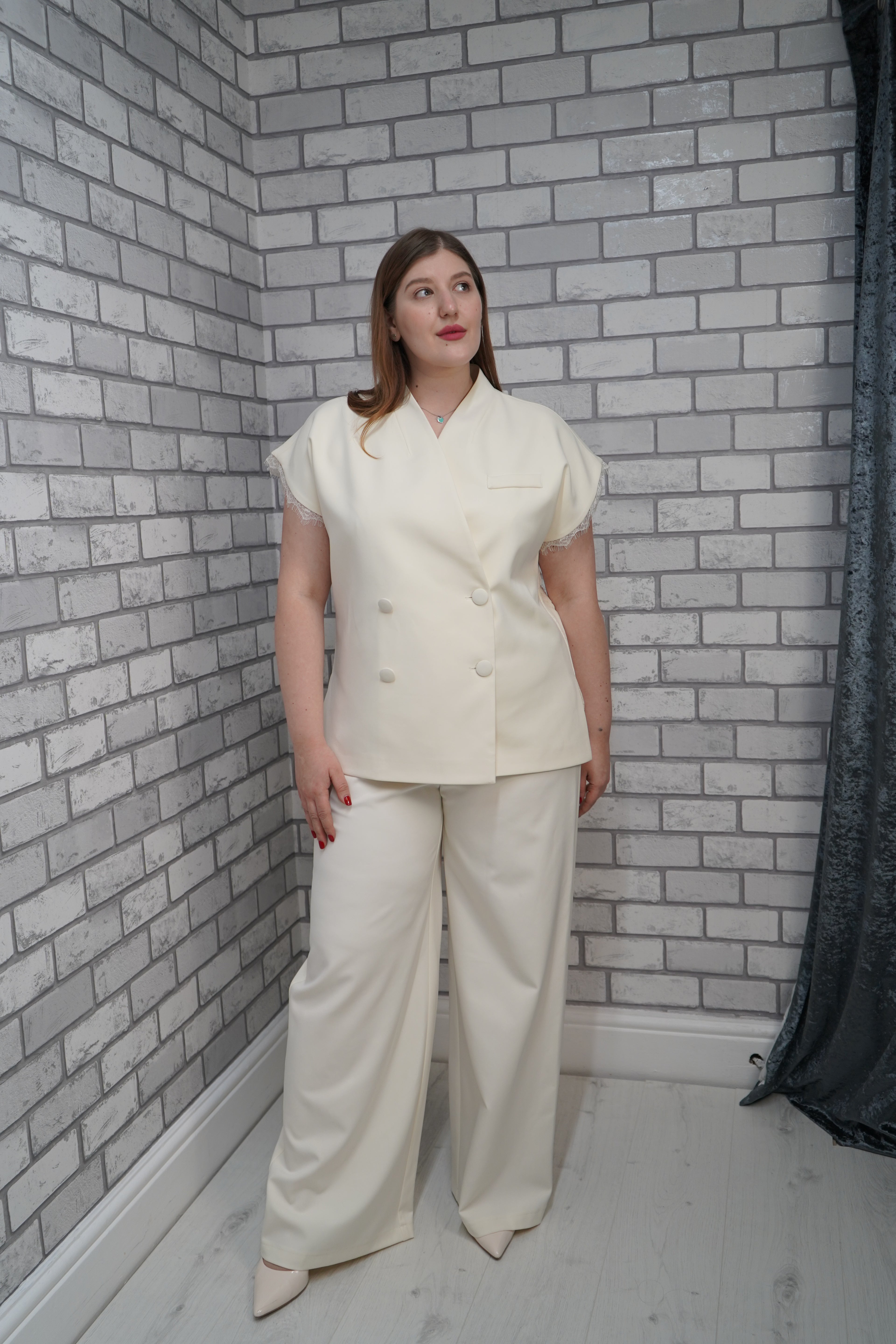 Ivory Plus Size Two-Piece Suit Set