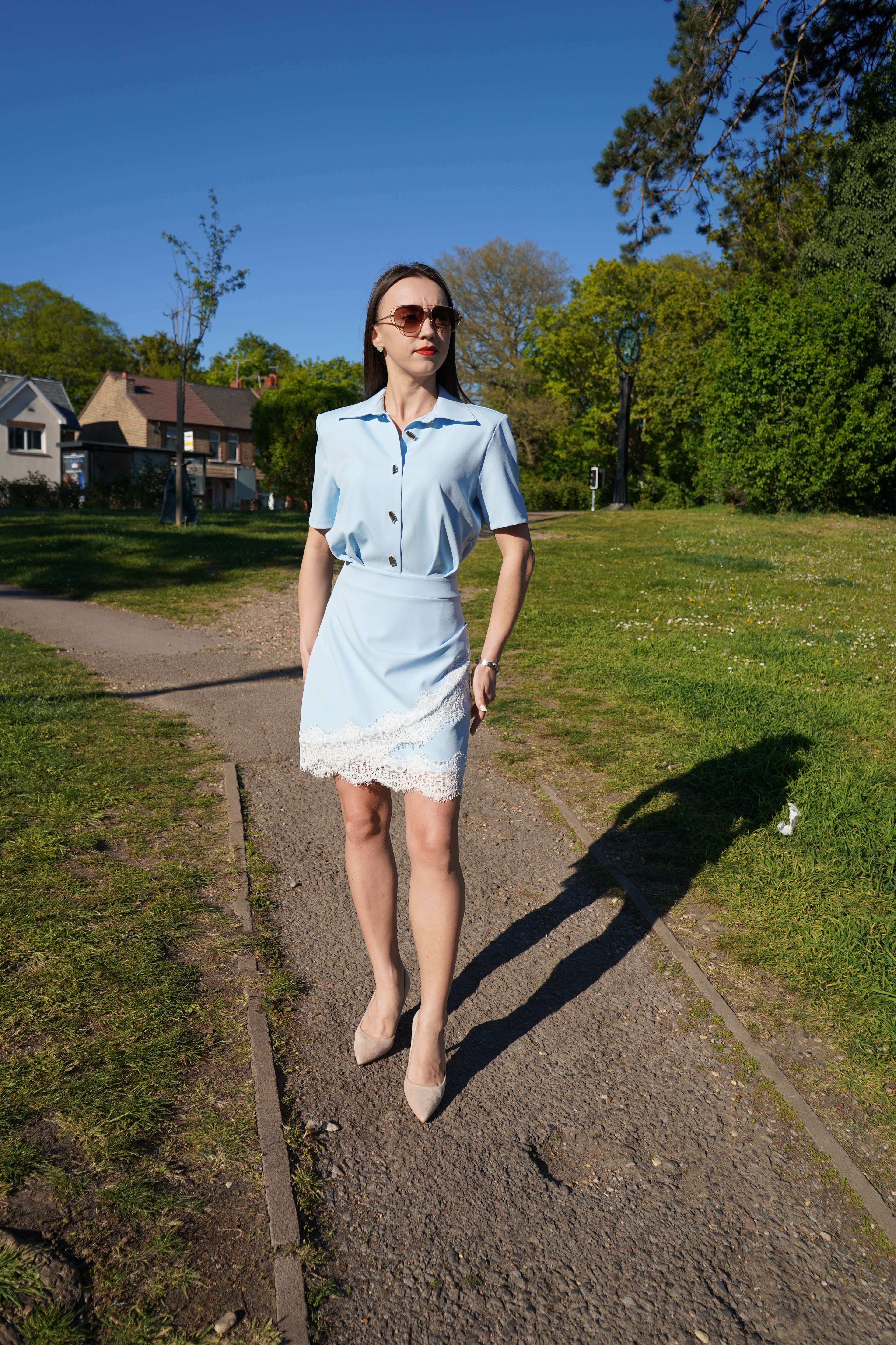 Light Blue Chic Short Sleeve Dress