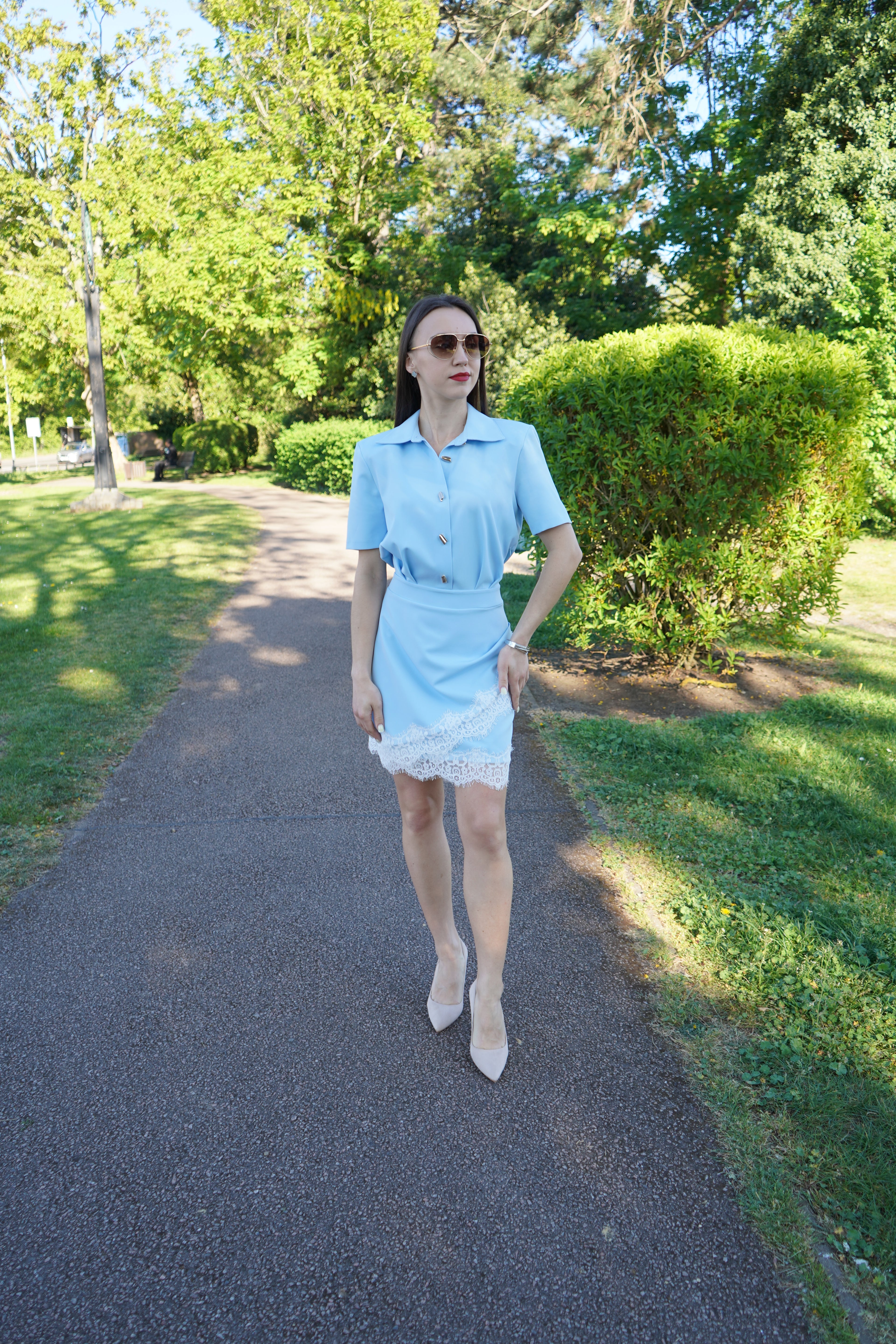 Light Blue Chic Short Sleeve Dress