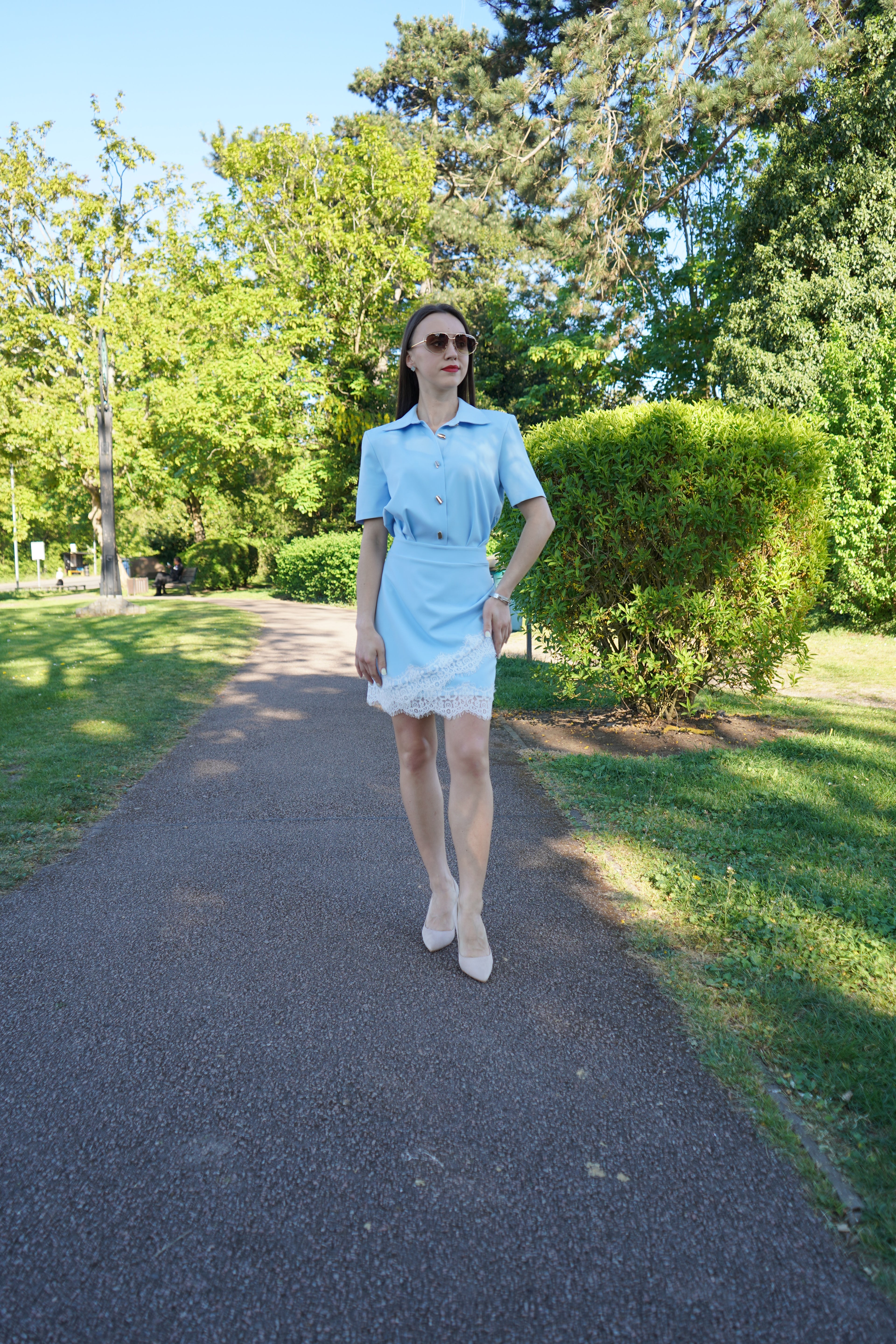 Light Blue Chic Short Sleeve Dress