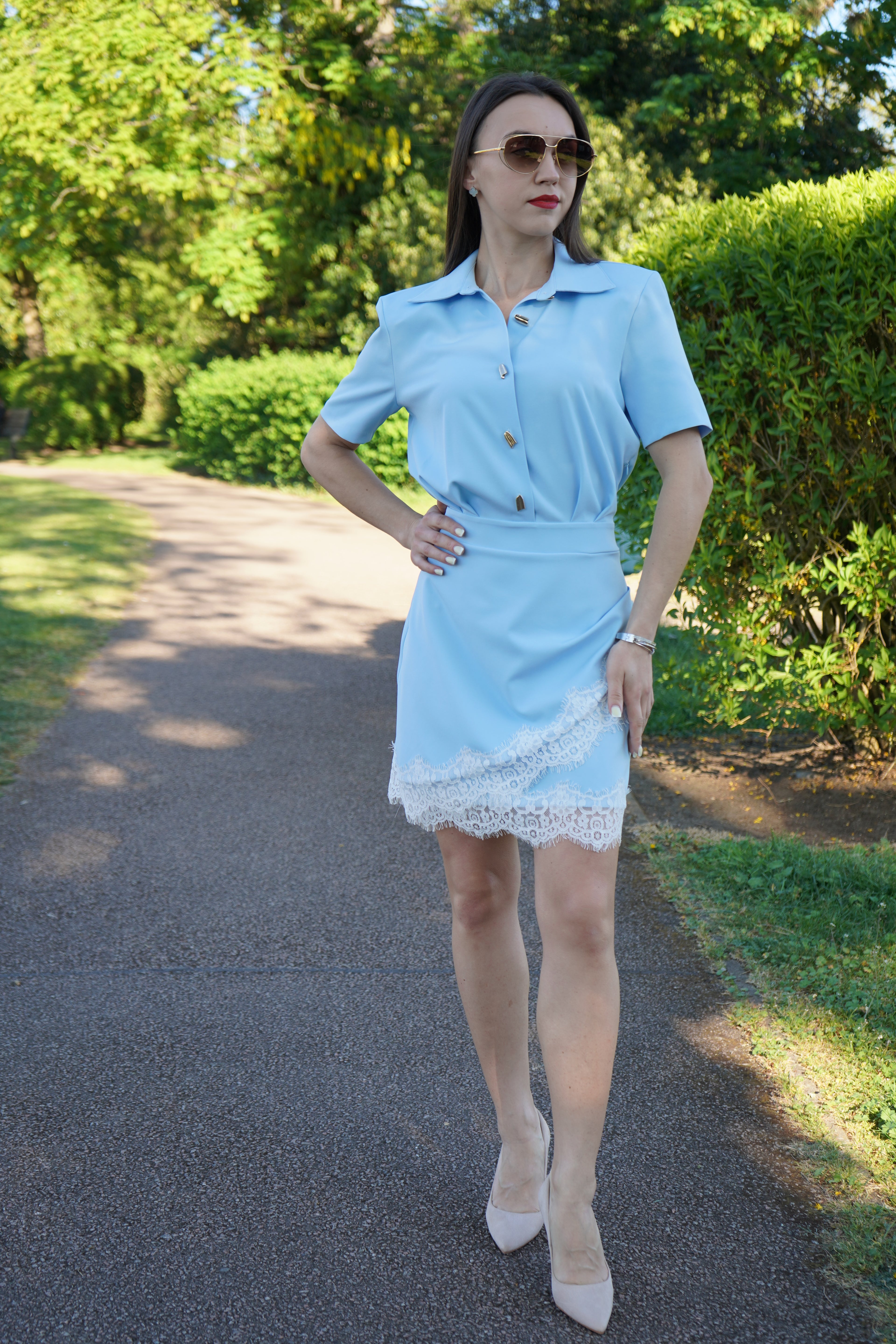 Light Blue Chic Short Sleeve Dress