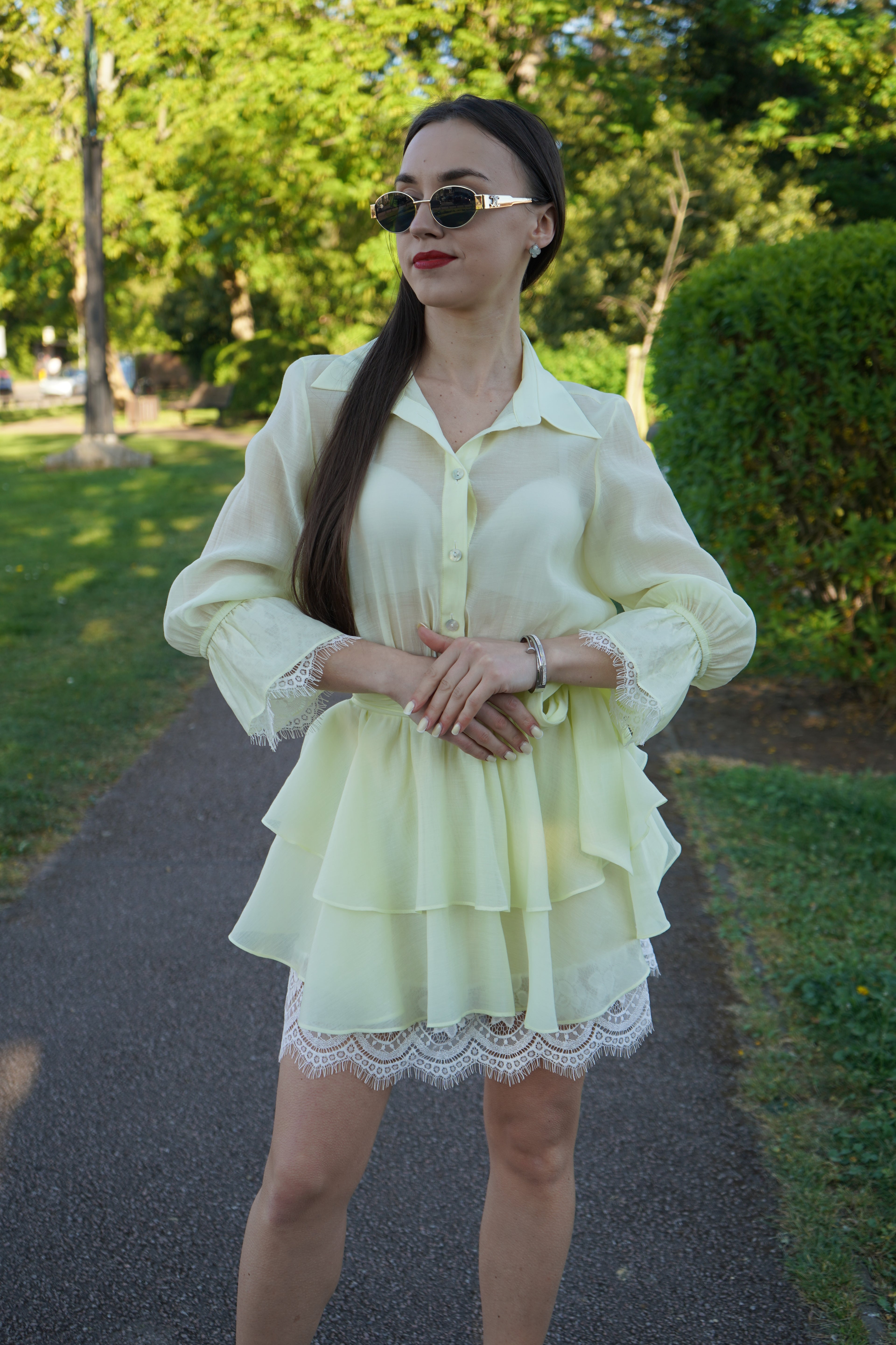 Lemon Luxe Layered Lace Dress