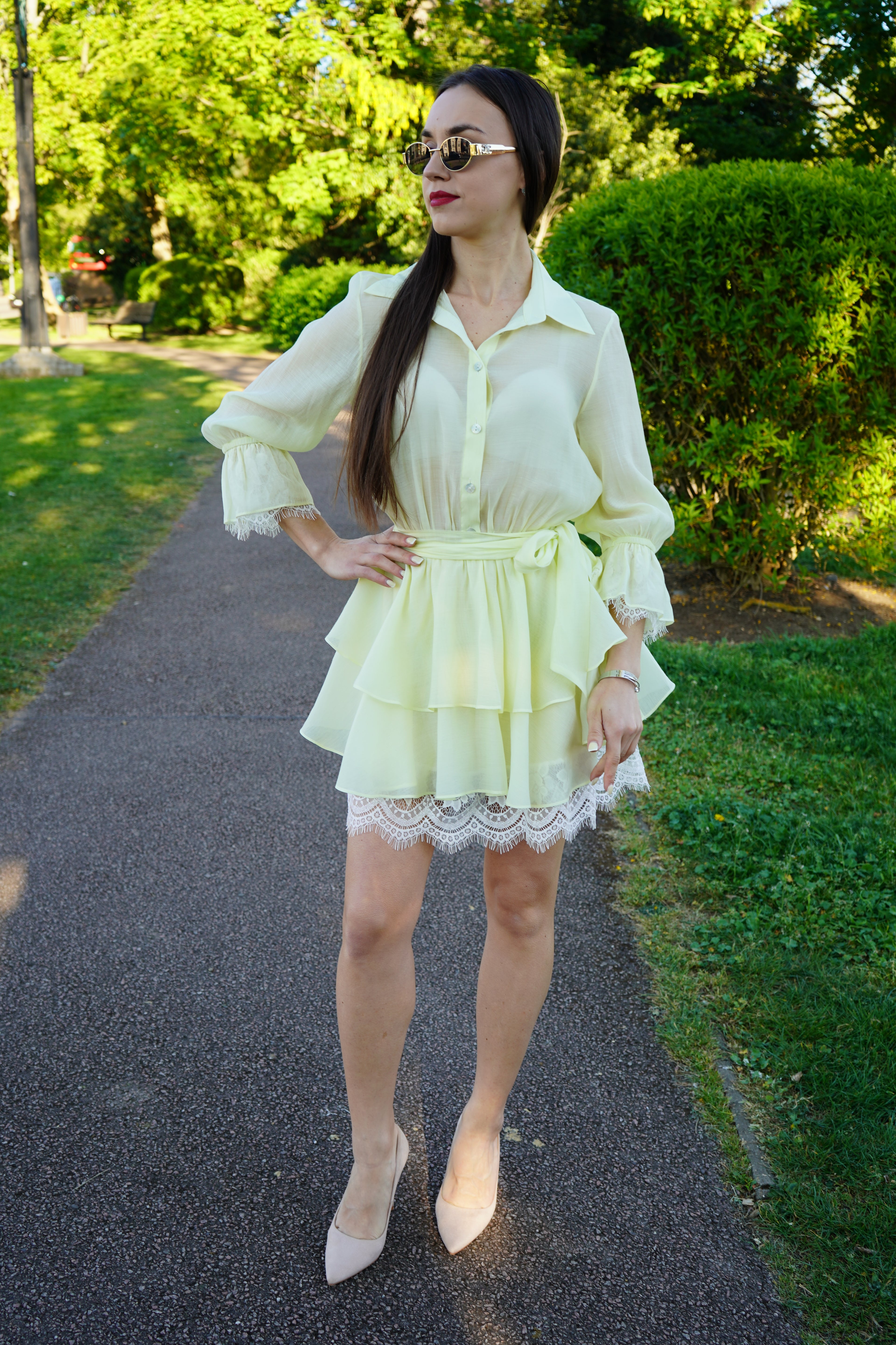 Lemon Luxe Layered Lace Dress