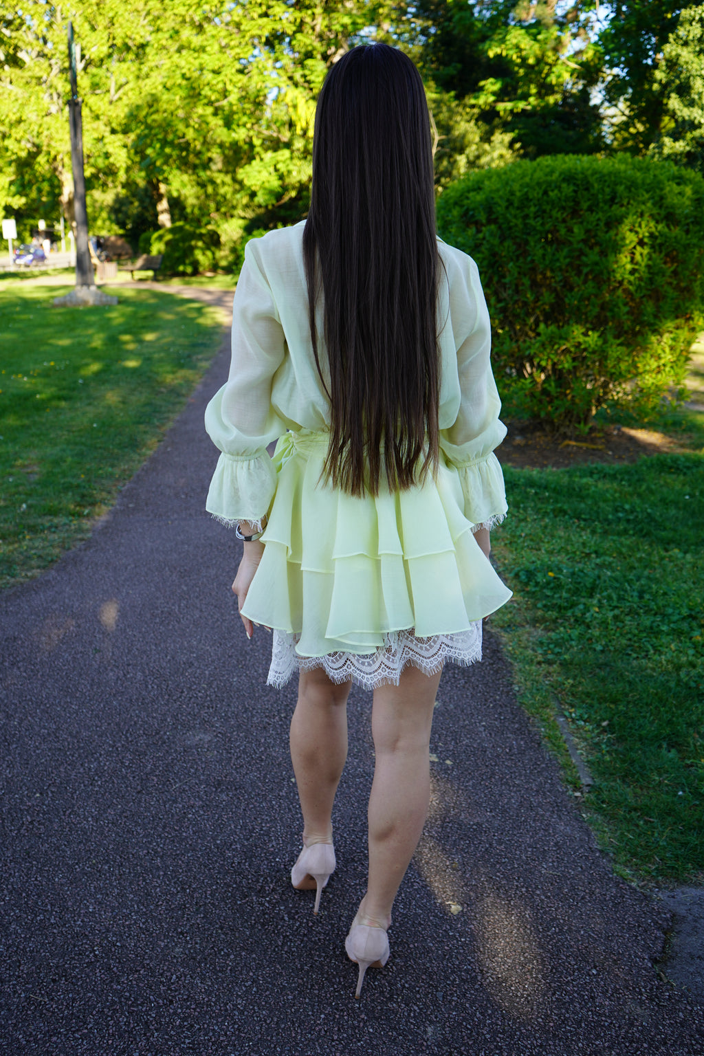 Lemon Luxe Layered Lace Dress