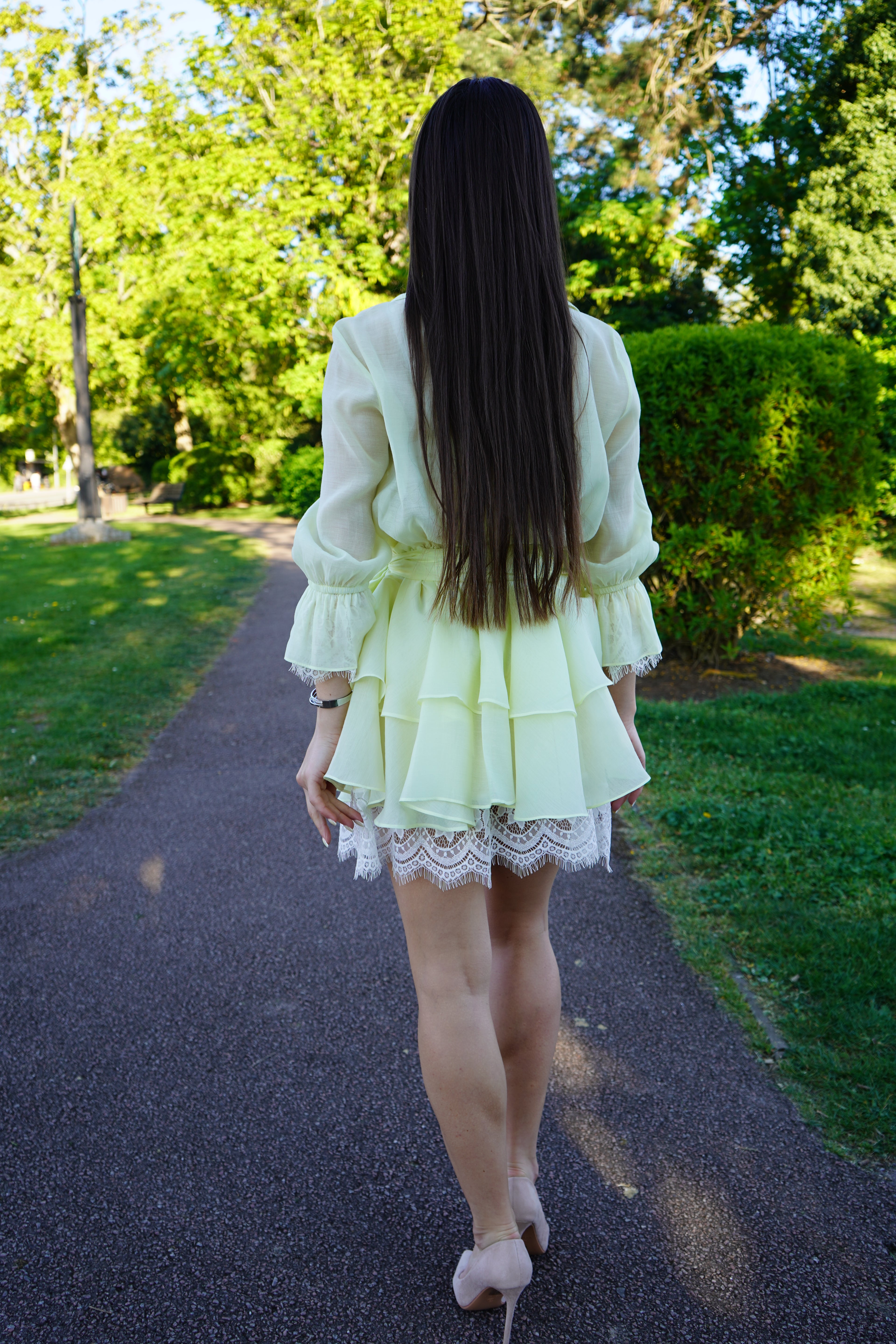 Lemon Luxe Layered Lace Dress