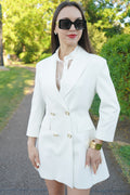 Luxury White Tailored Blazer Dress