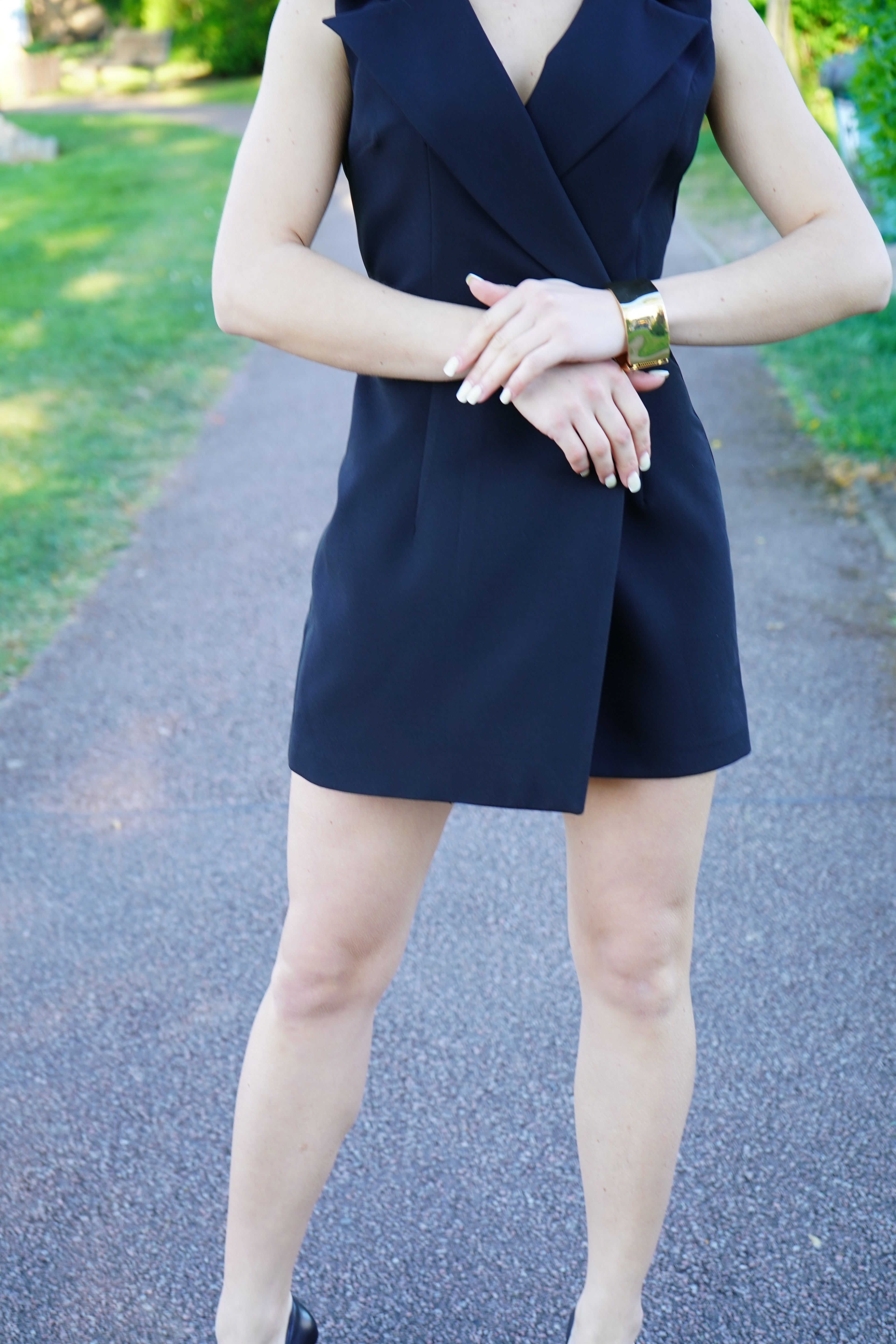 Luxury Black Skort Blazer Playsuit