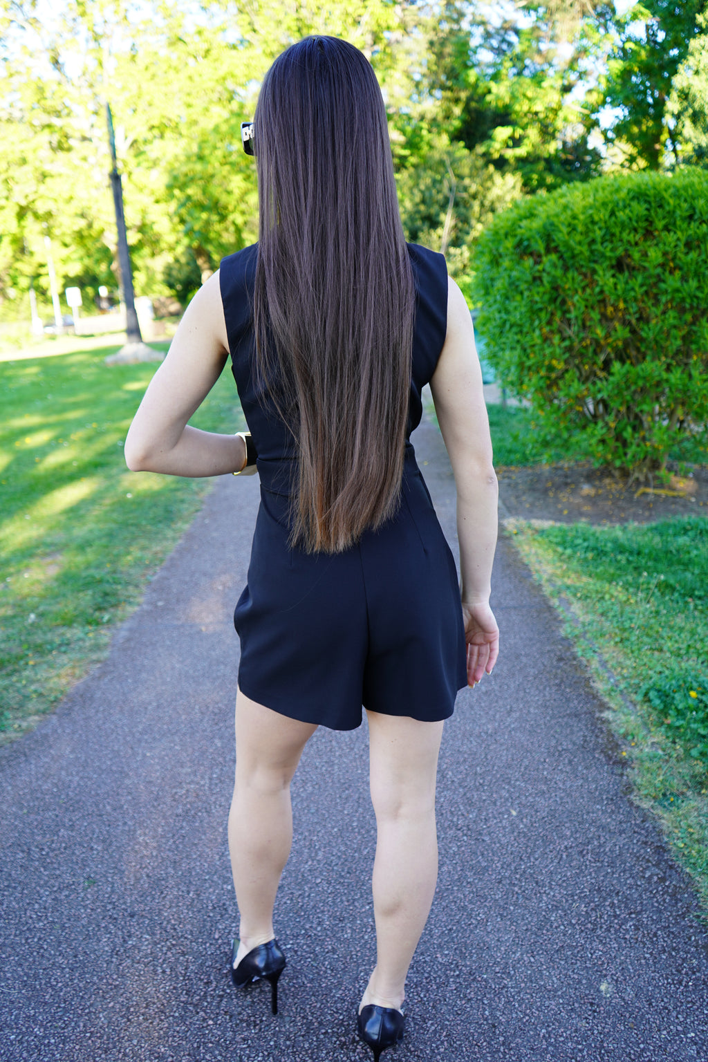 Luxury Black Skort Blazer Playsuit