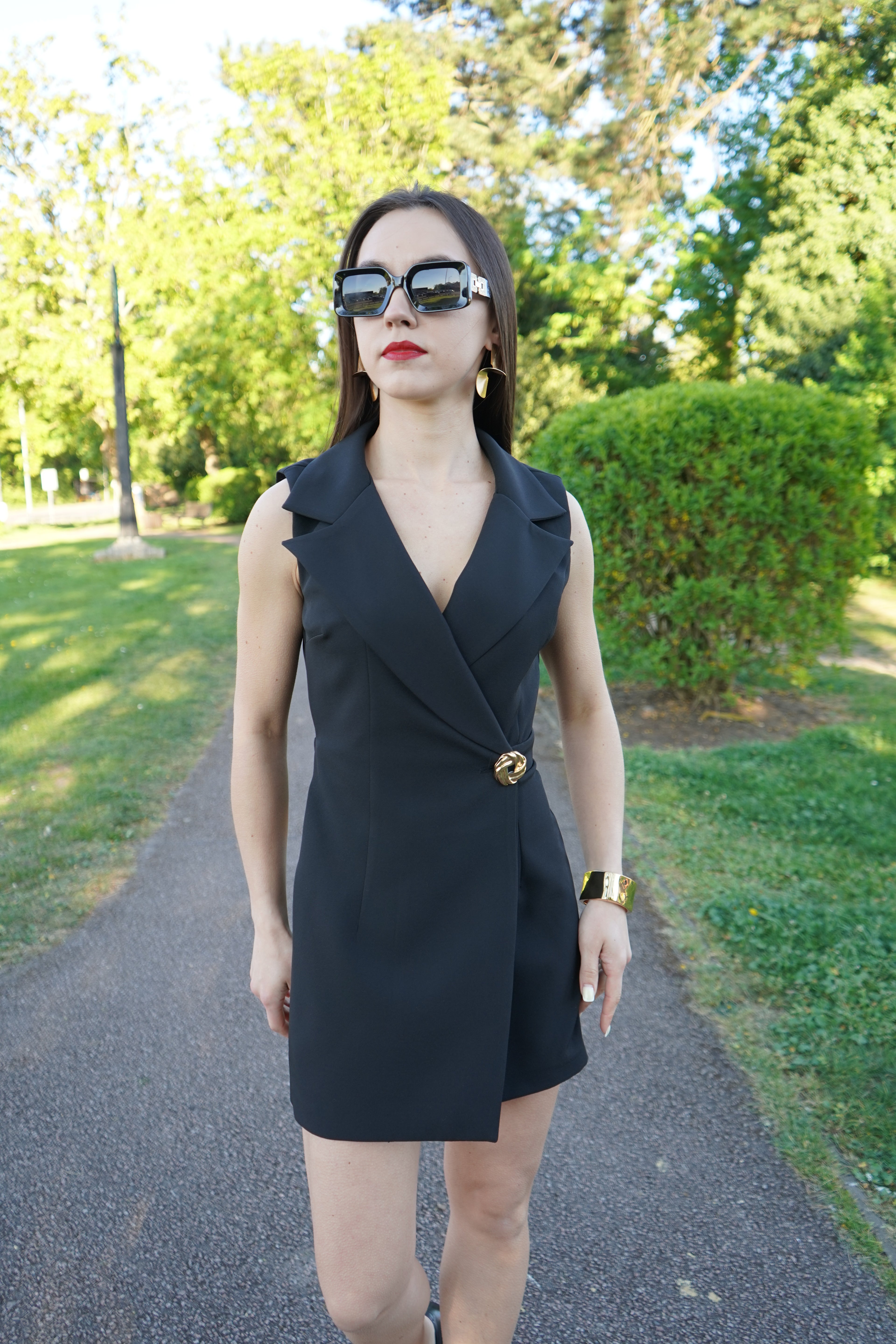 Luxury Black Skort Blazer Playsuit