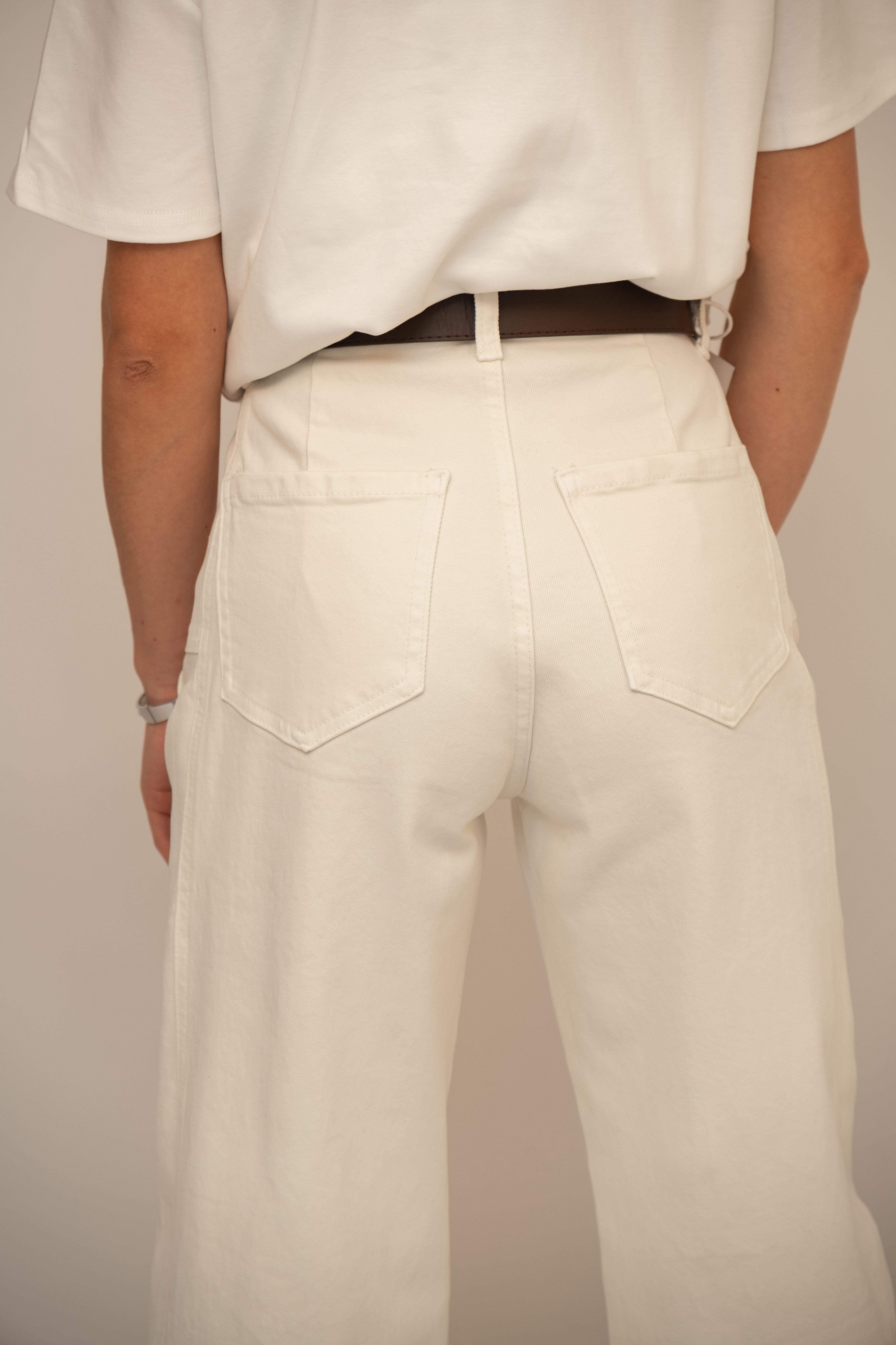 High-Waist Straight-Leg White Jeans