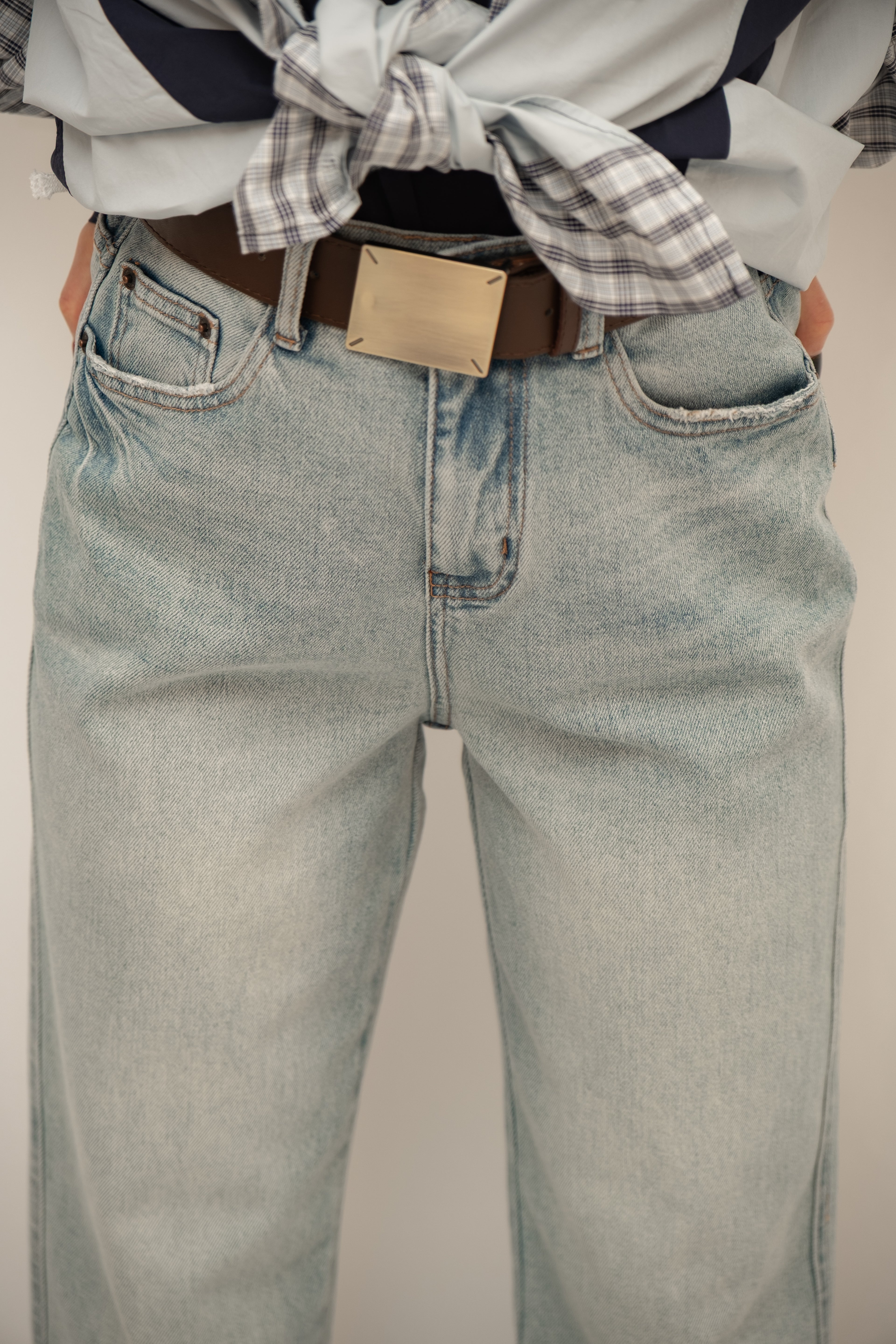 High-Waist Tapered Denim Jeans