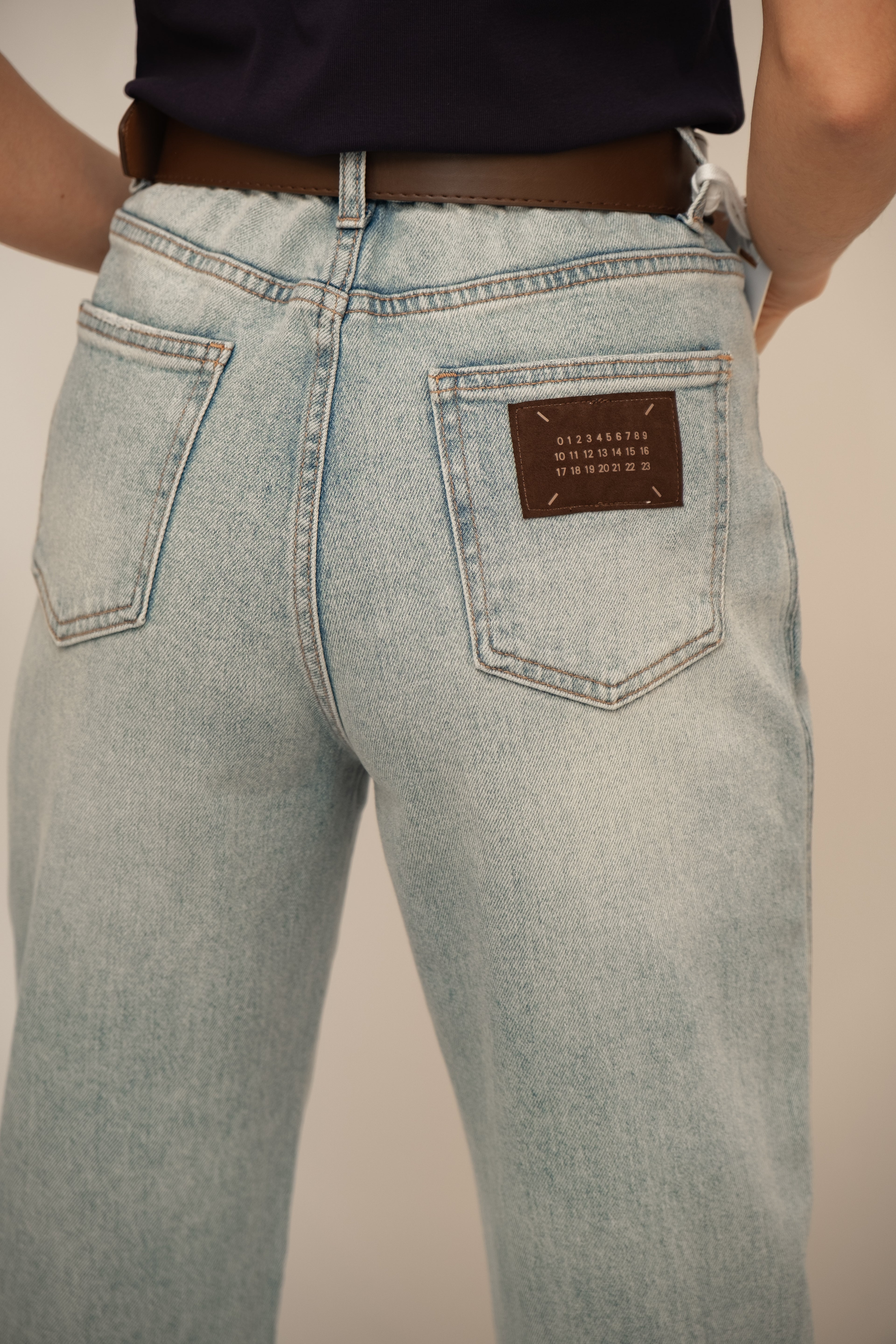 High-Waist Tapered Denim Jeans