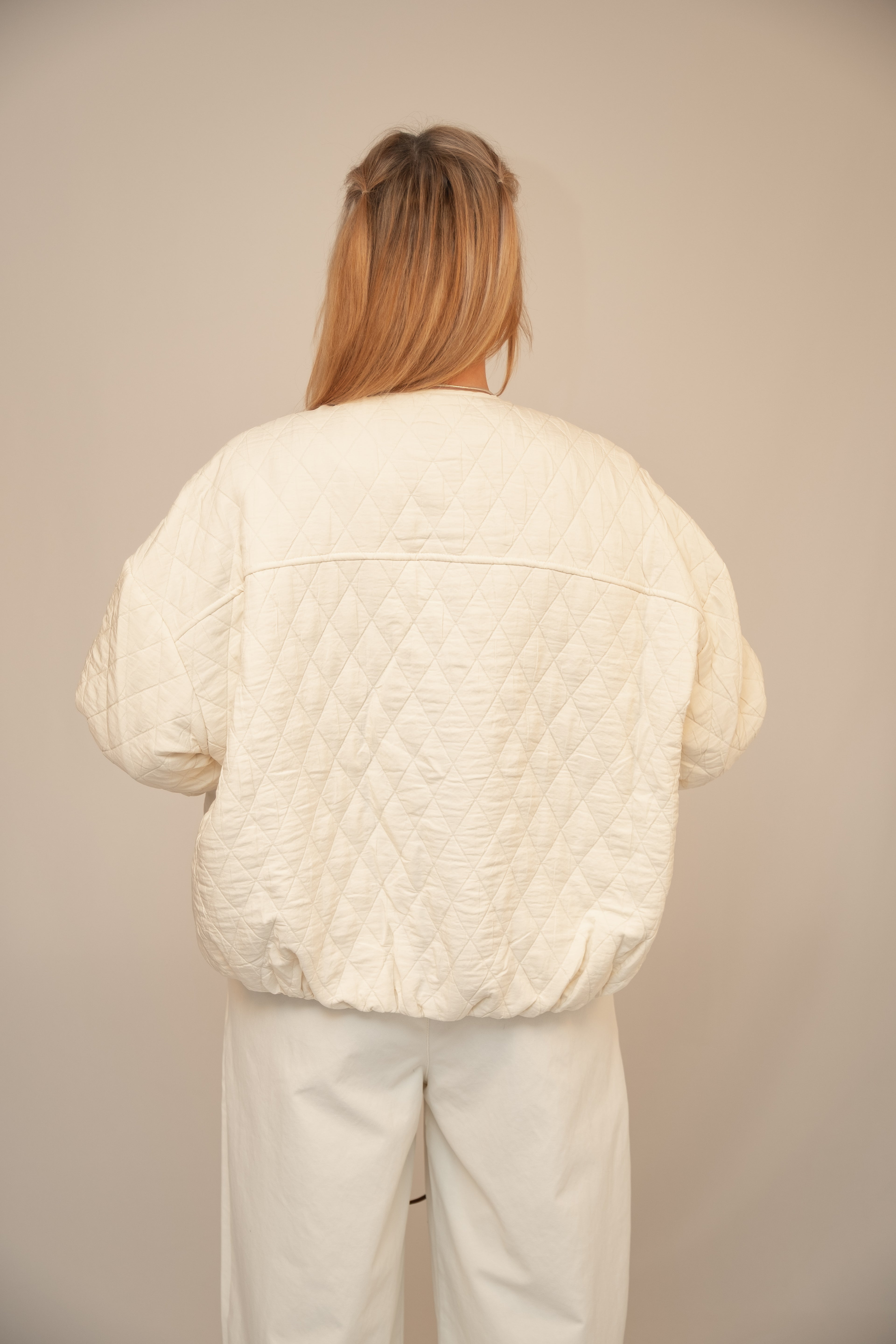 Lightweight Quilted Zip Jacket – Ivory