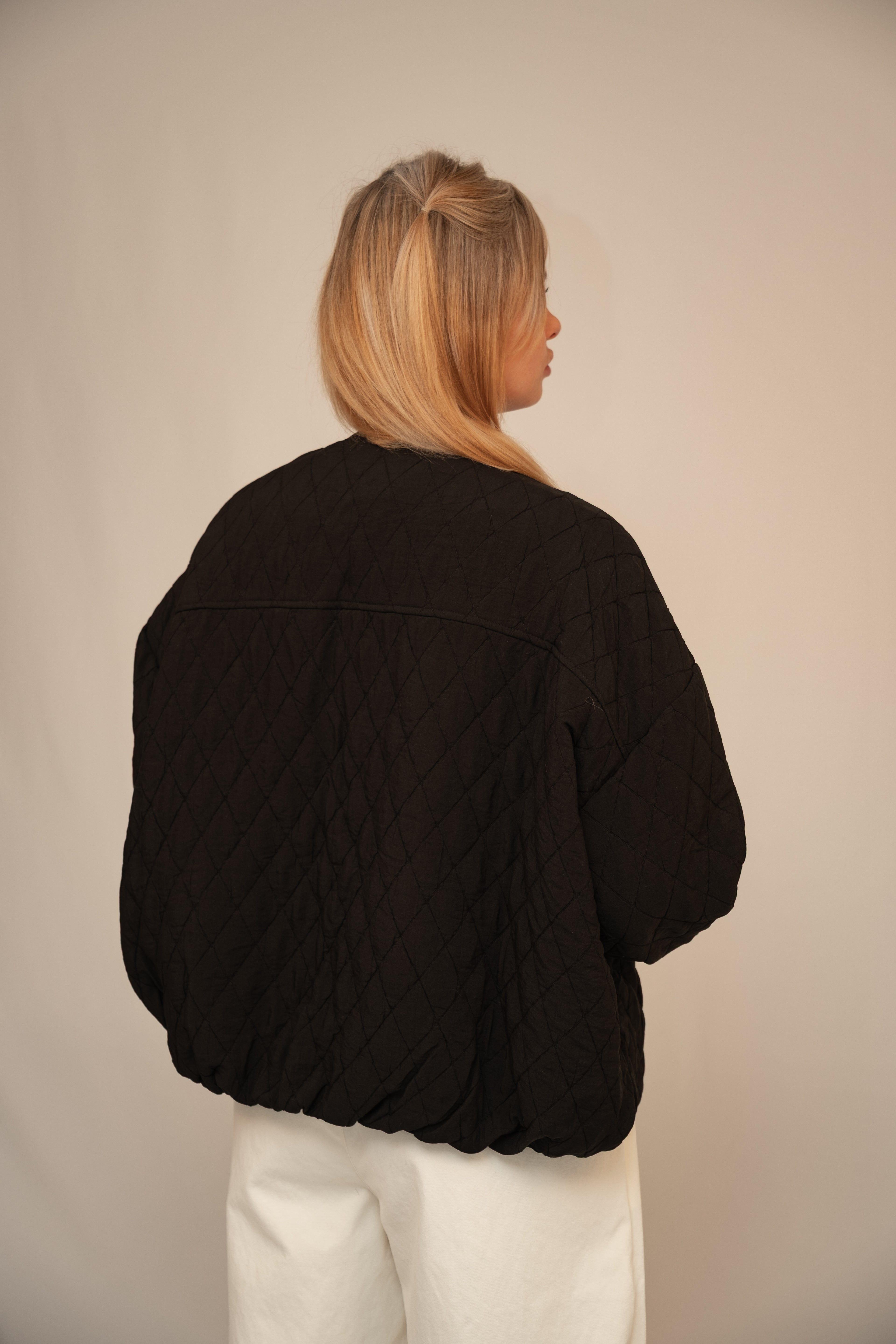 Lightweight Quilted Zip Jacket – Black