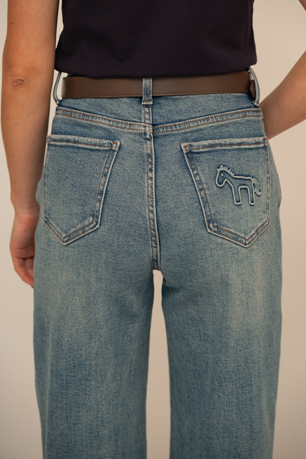 Mid-Blue Straight-Leg Denim Jeans
