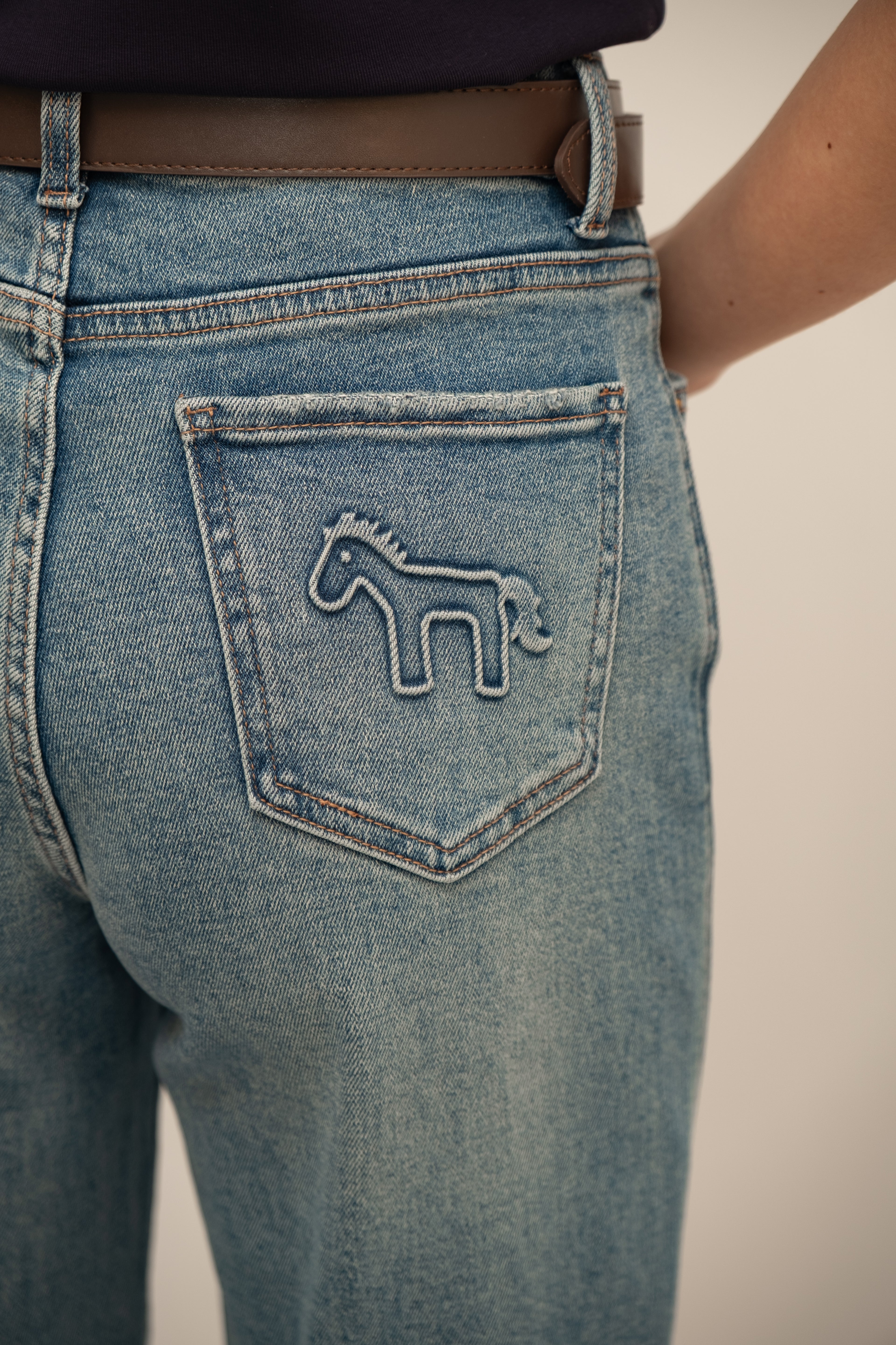 Mid-Blue Straight-Leg Denim Jeans