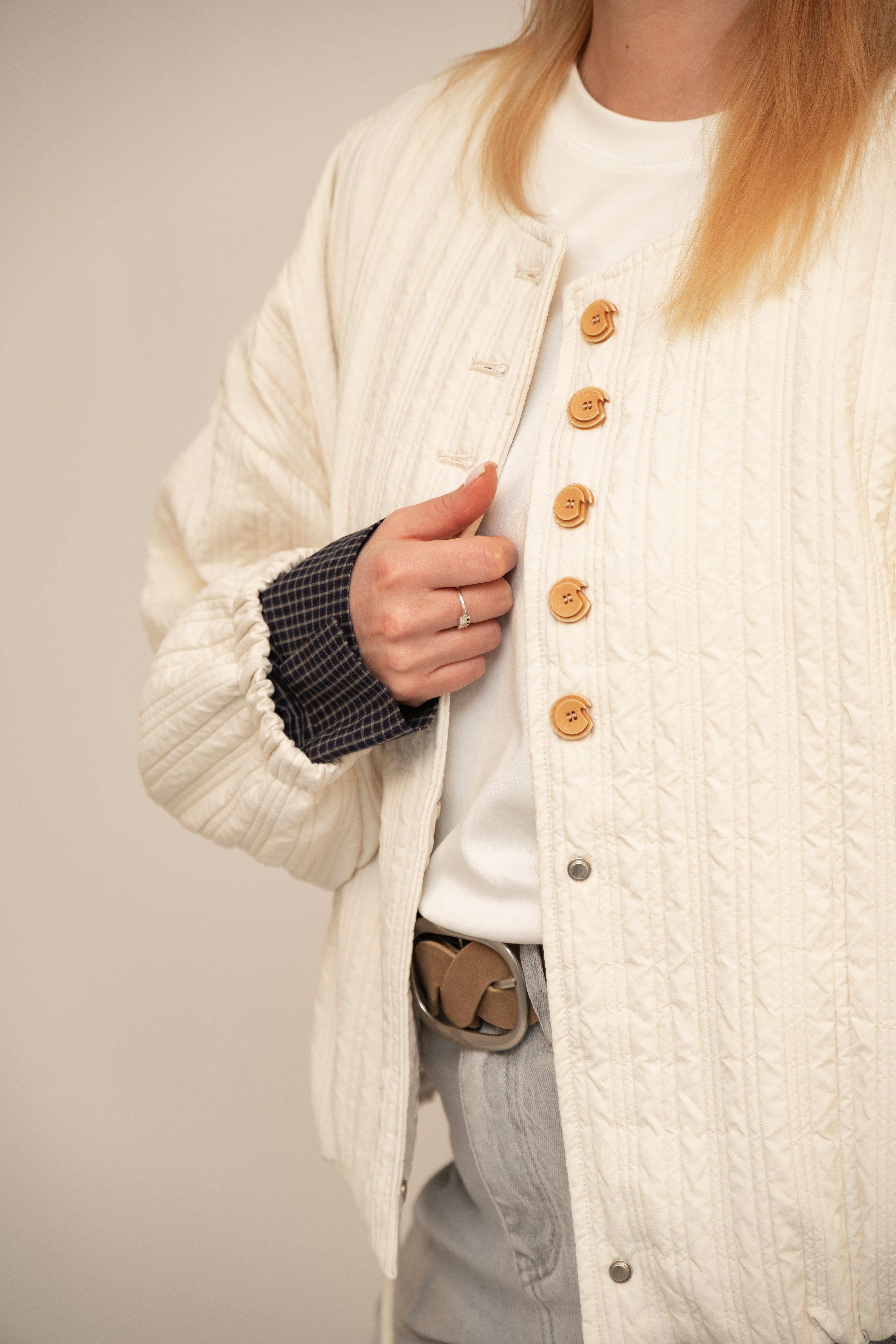 Quilted Cotton Jacket with Wooden Buttons