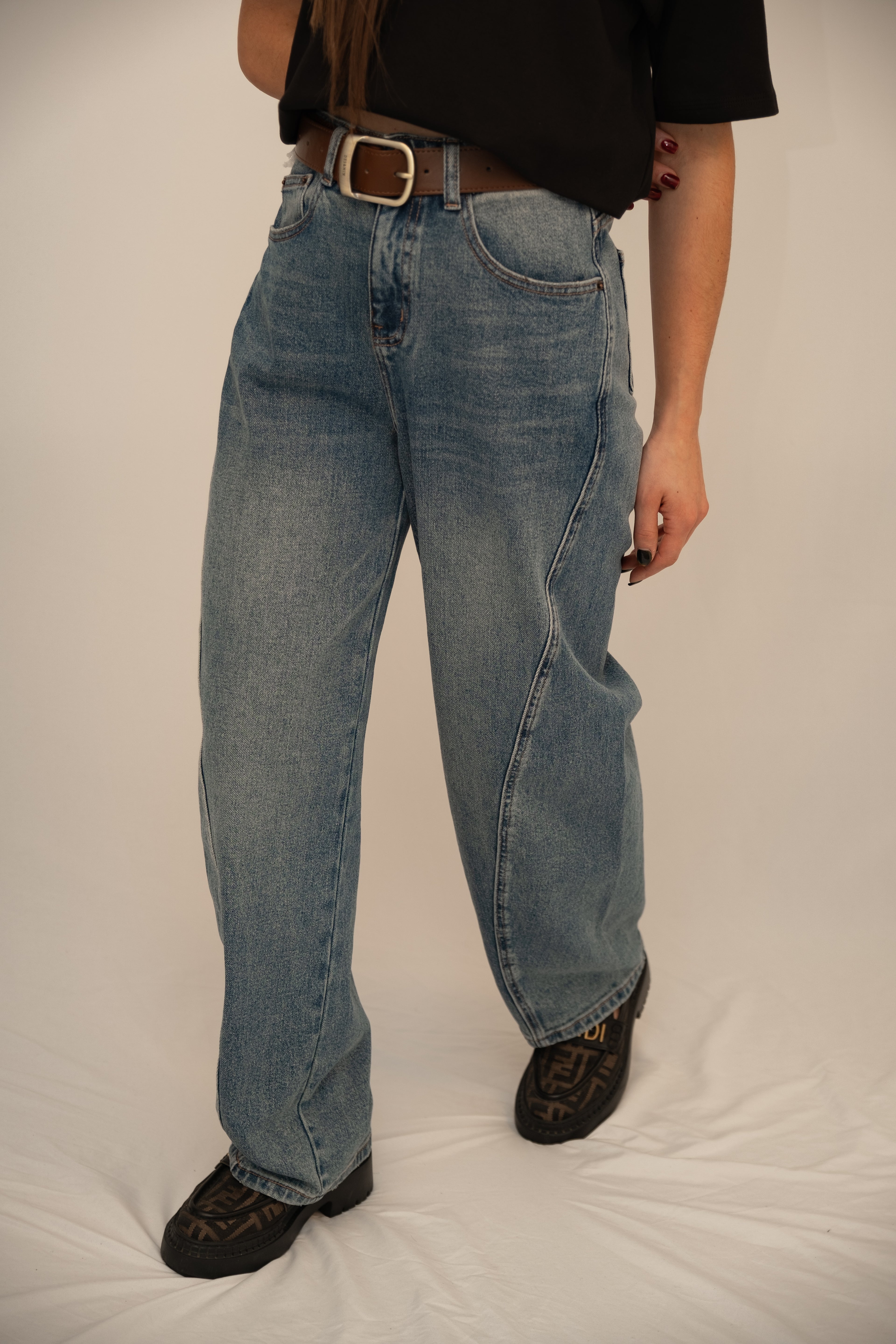 Straight-Leg High-Waist Denim Jeans