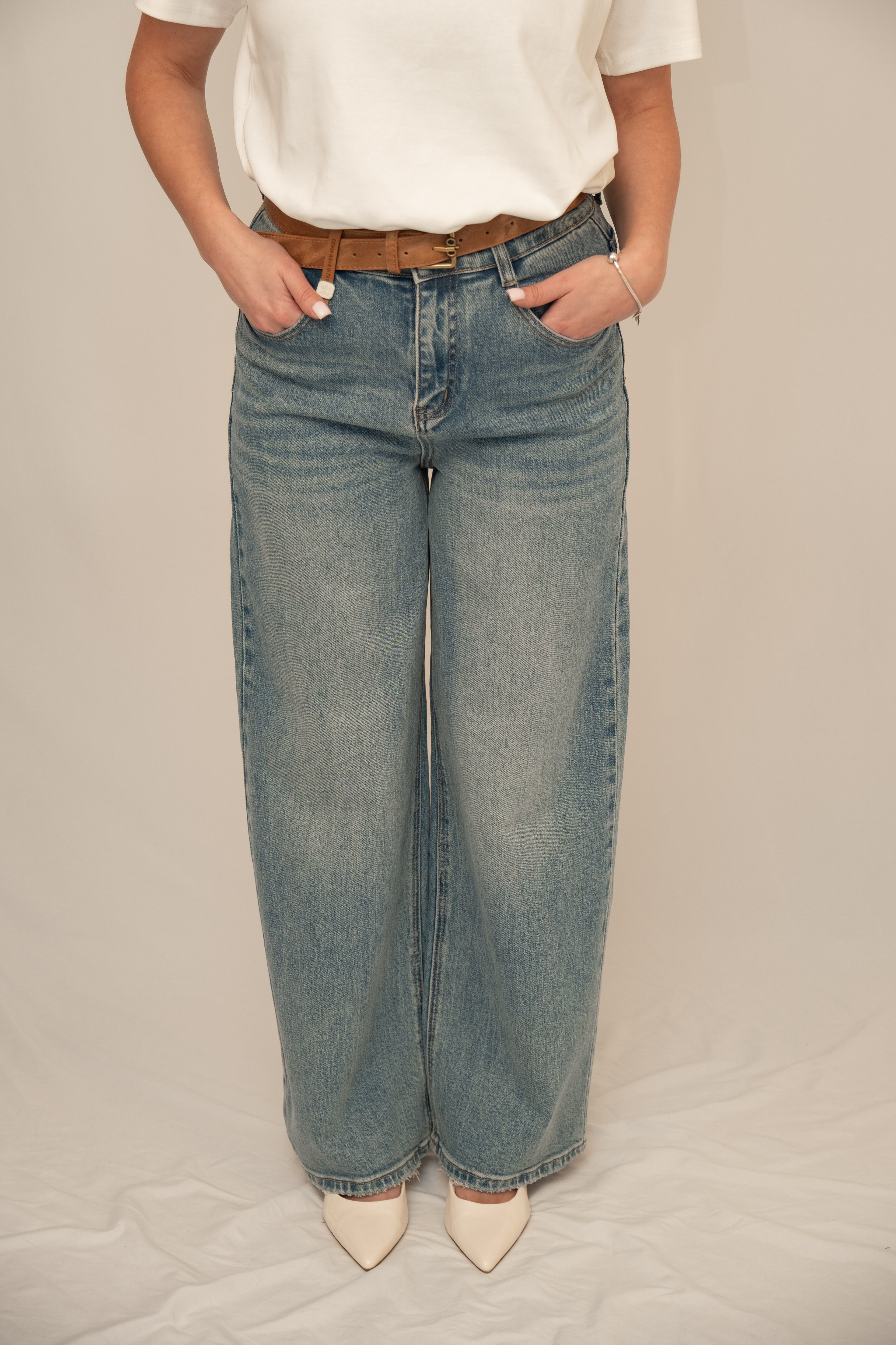 High-Waist Wide-Leg Denim Jeans