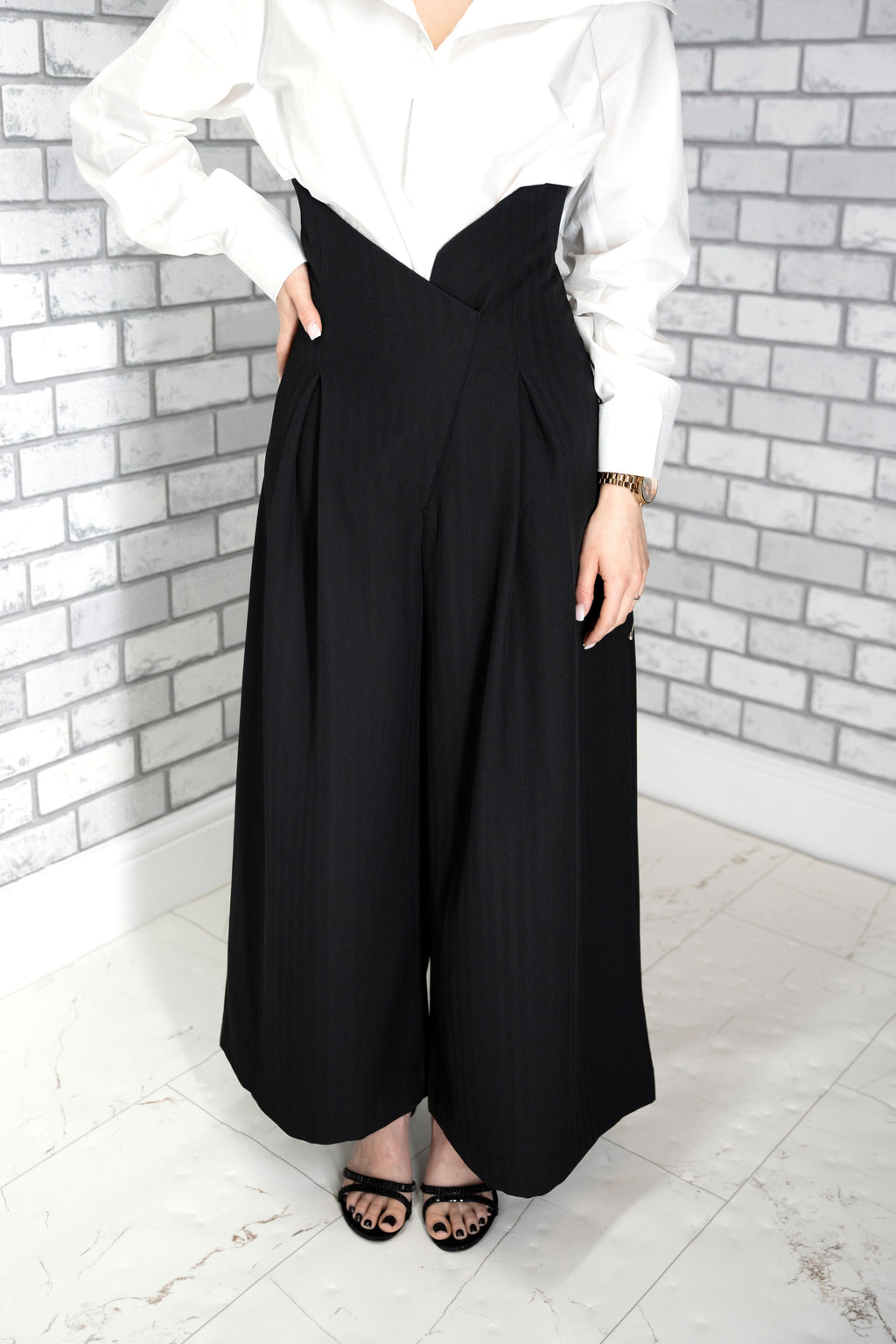 High-Waisted Wide-Leg Trousers