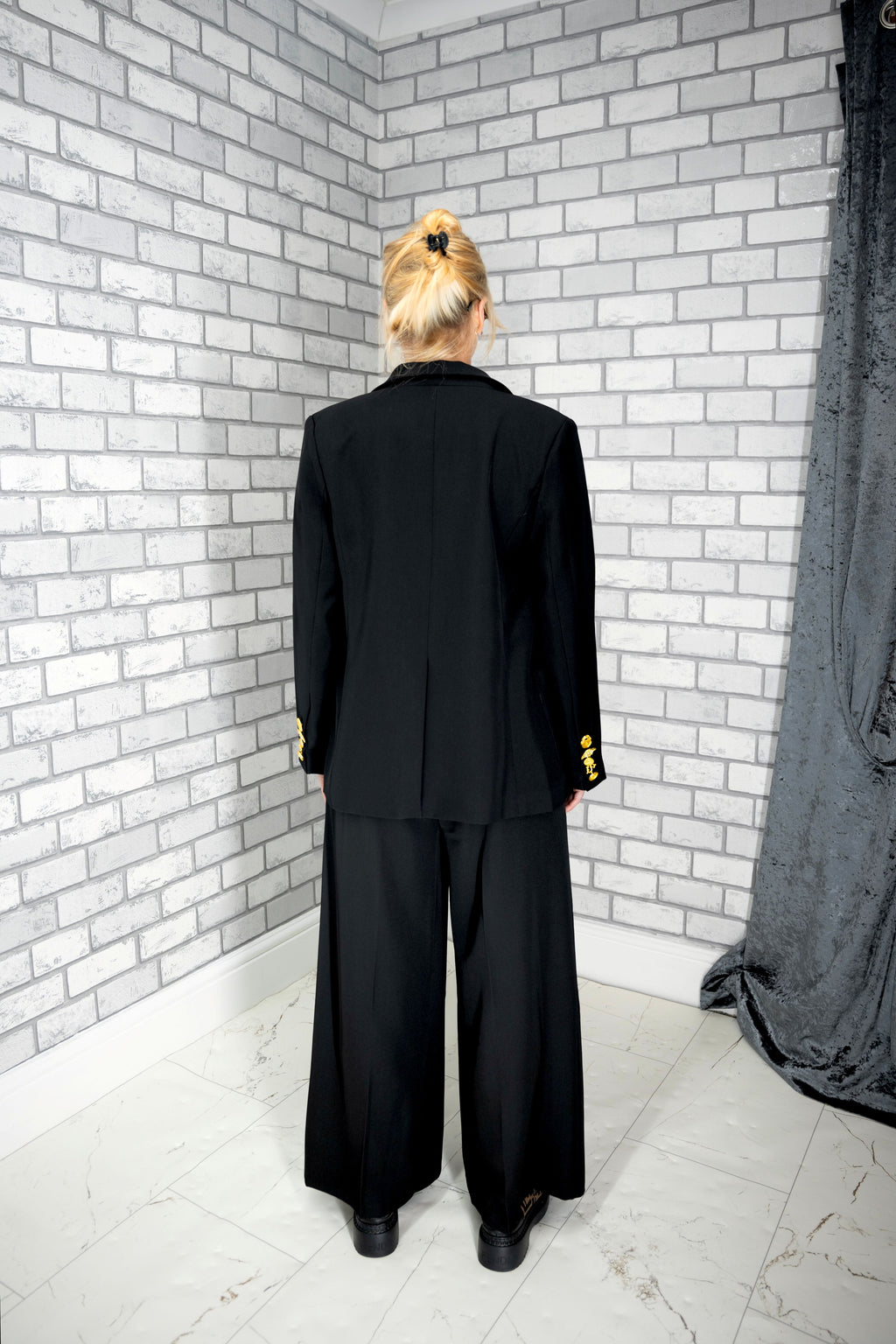 High-waisted wide-leg trousers