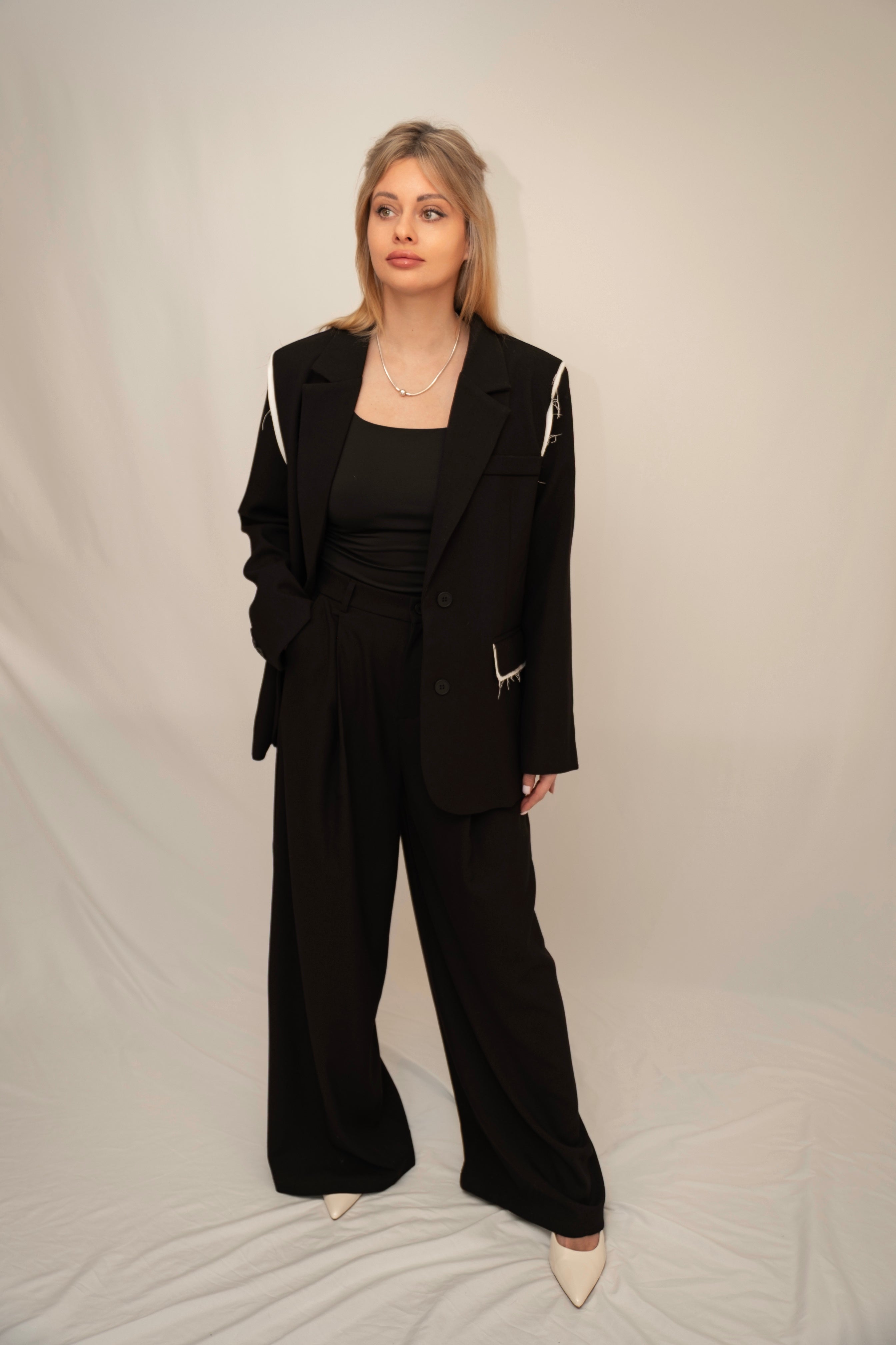 Tailored Jacket and Wide-Leg Trousers Set